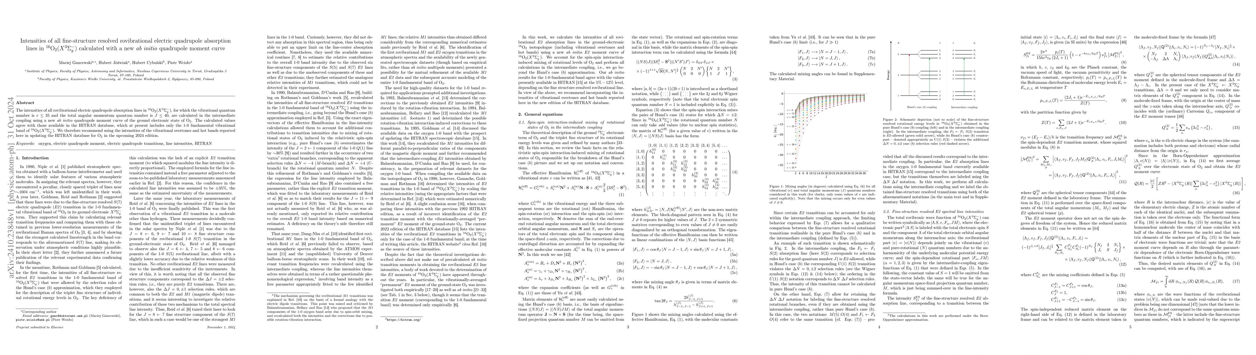 Thumbnail for Intensities of all fine-structure resolved rovibrational electric
  quadrupole absorption lines in $^{16}$O$_2$($X^{3}Σ^{-}_{g}$) calculated
  with a new $\textit{ab initio}$ quadrupole moment curve
