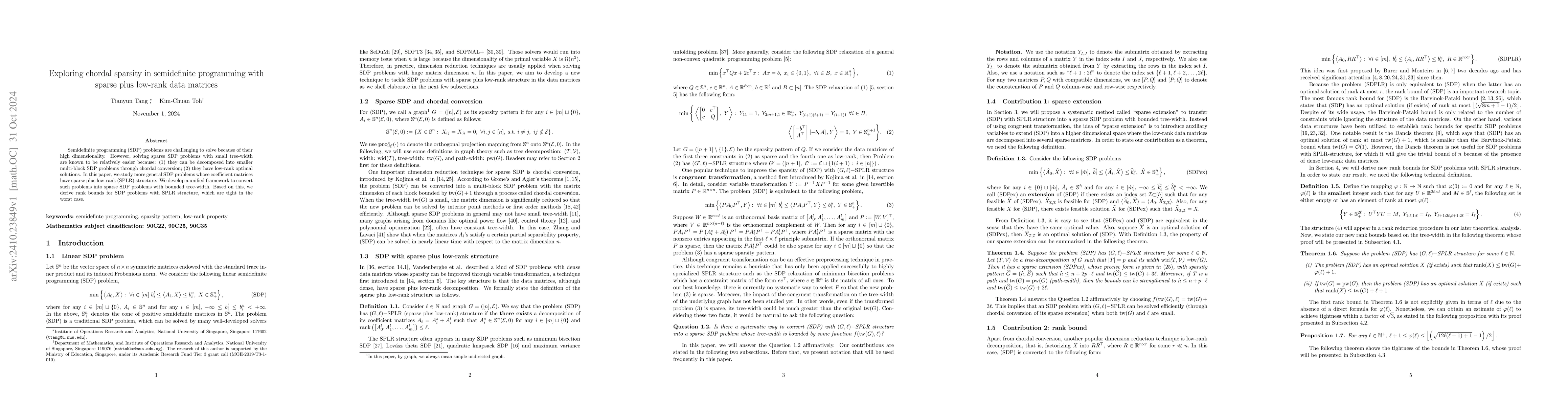 Thumbnail for Exploring chordal sparsity in semidefinite programming with sparse plus
  low-rank data matrices