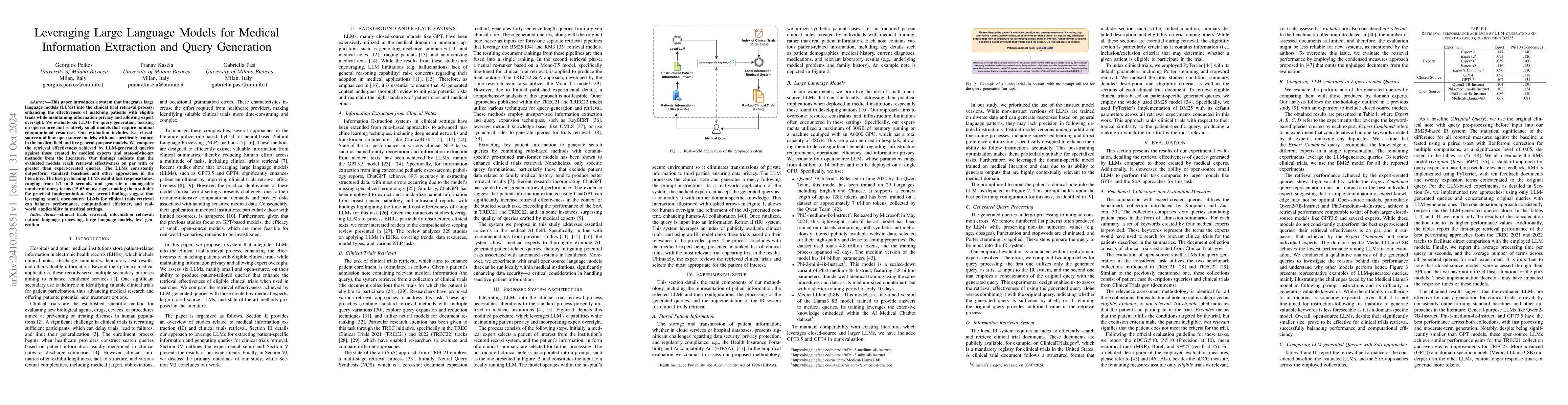 Thumbnail for Leveraging Large Language Models for Medical Information Extraction and
  Query Generation