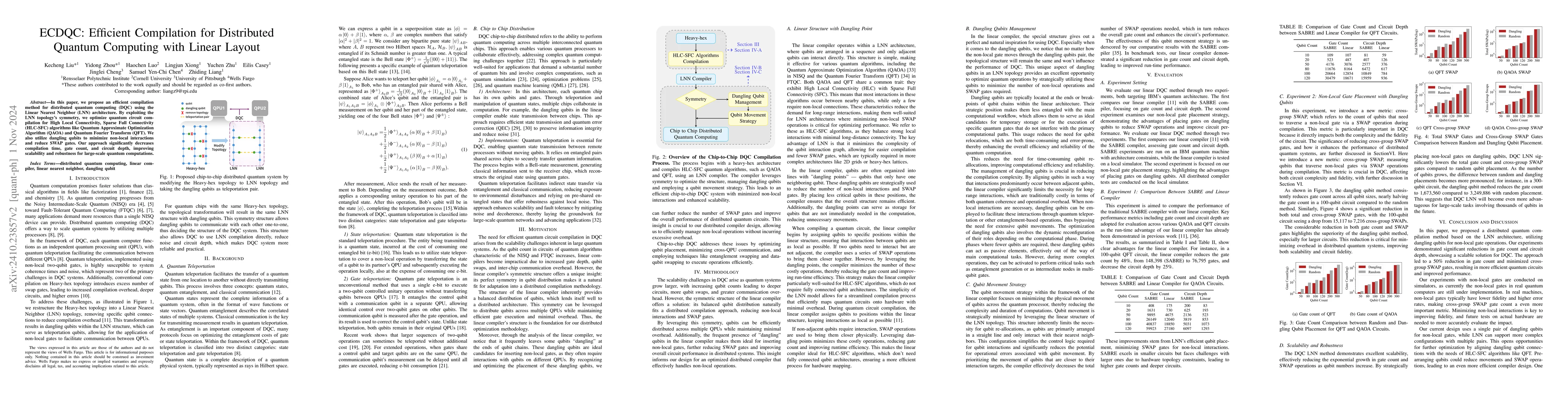 Thumbnail for ECDQC: Efficient Compilation for Distributed Quantum Computing with
  Linear Layout