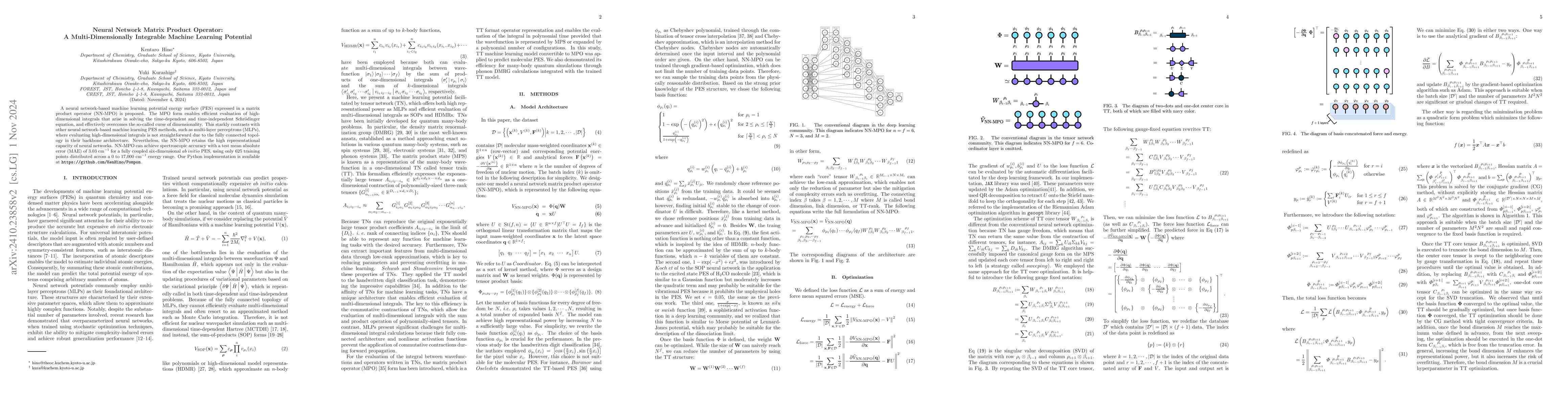 Thumbnail for Neural Network Matrix Product Operator: A Multi-Dimensionally Integrable
  Machine Learning Potential