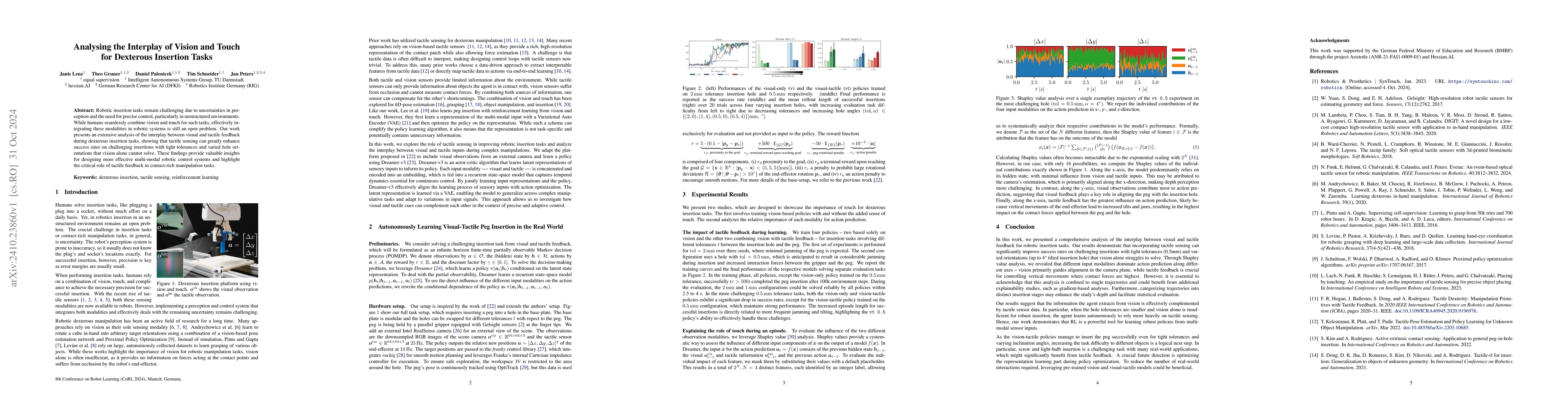 Thumbnail for Analysing the Interplay of Vision and Touch for Dexterous Insertion
  Tasks