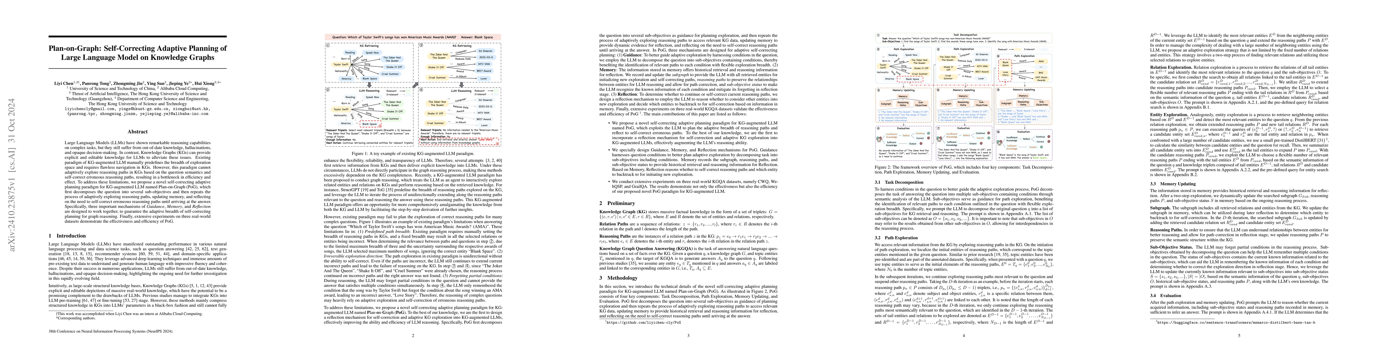 Thumbnail for Plan-on-Graph: Self-Correcting Adaptive Planning of Large Language Model
  on Knowledge Graphs