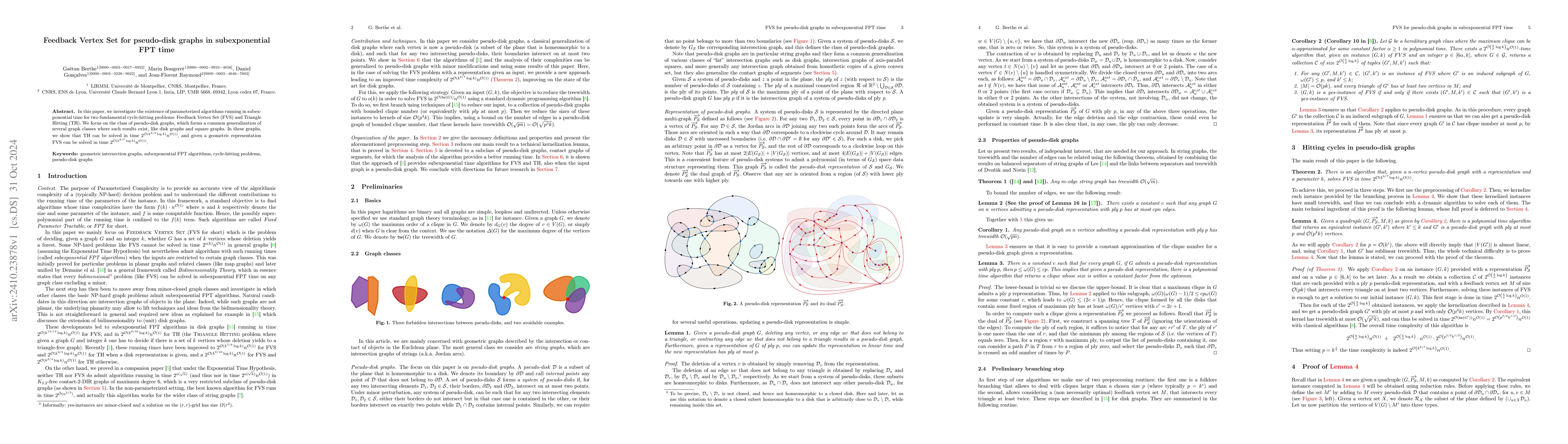 Thumbnail for Feedback Vertex Set for pseudo-disk graphs in subexponential FPT time