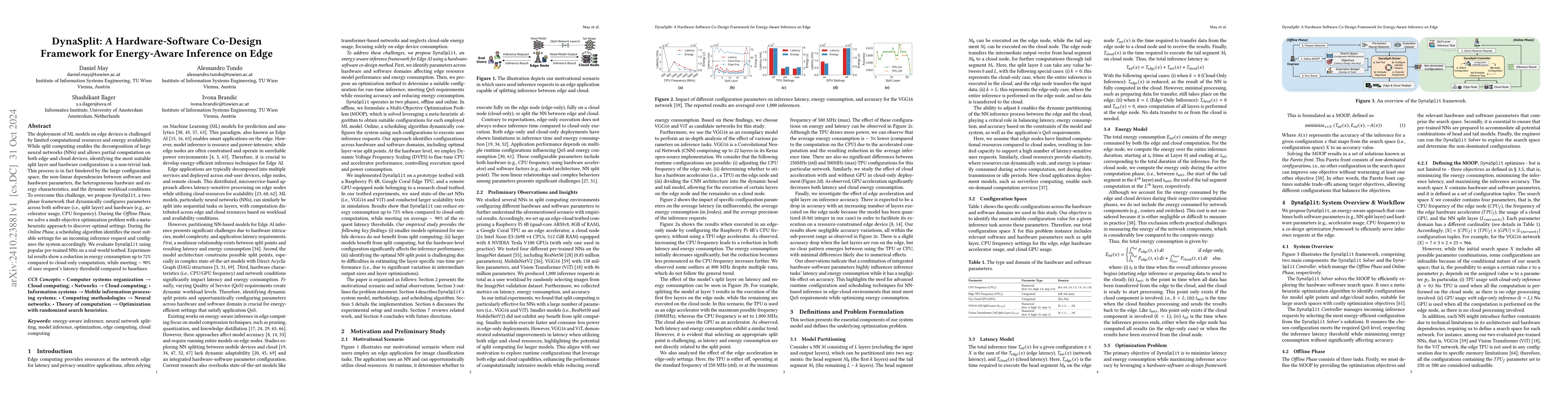 Thumbnail for DynaSplit: A Hardware-Software Co-Design Framework for Energy-Aware
  Inference on Edge