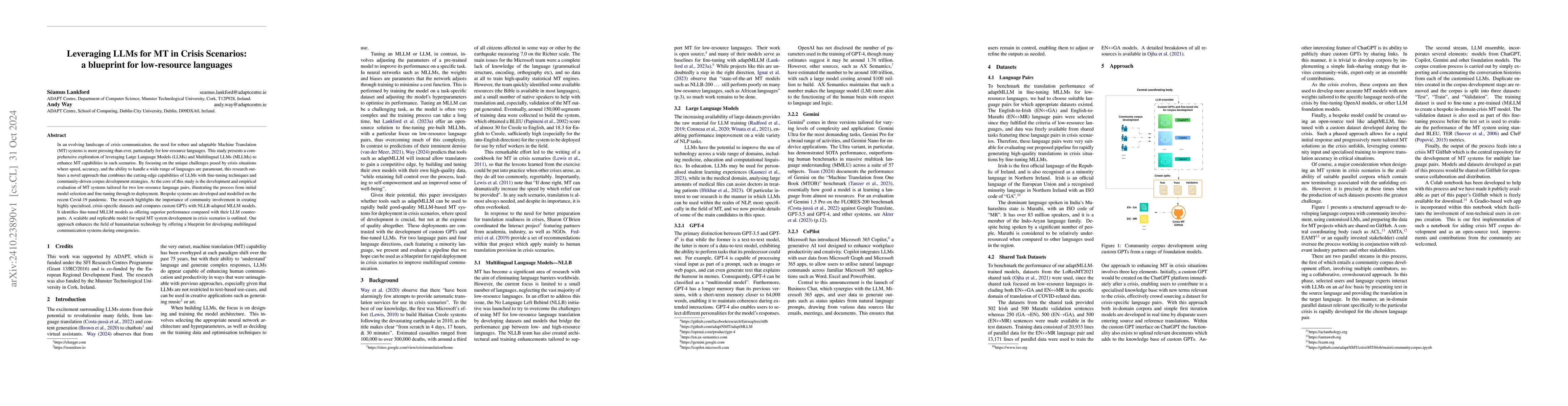 Thumbnail for Leveraging LLMs for MT in Crisis Scenarios: a blueprint for low-resource
  languages