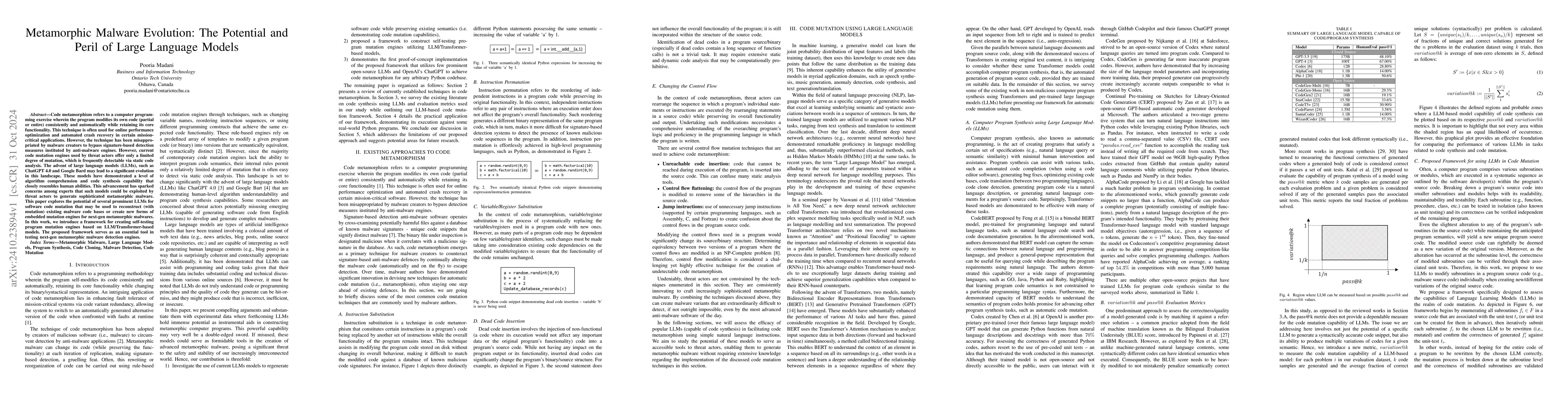 Thumbnail for Metamorphic Malware Evolution: The Potential and Peril of Large Language
  Models