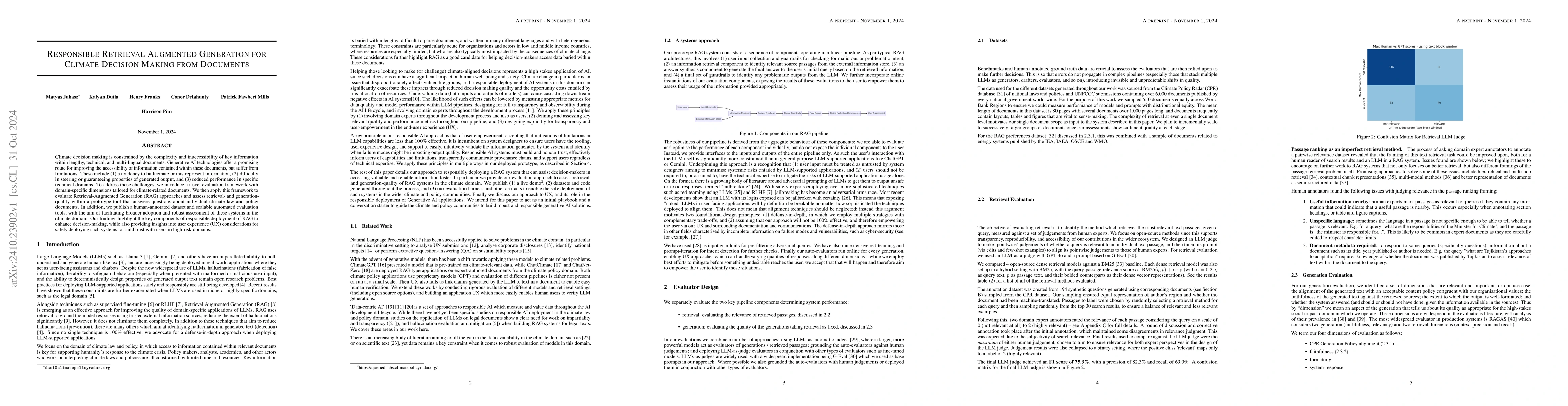 Thumbnail for Responsible Retrieval Augmented Generation for Climate Decision Making
  from Documents