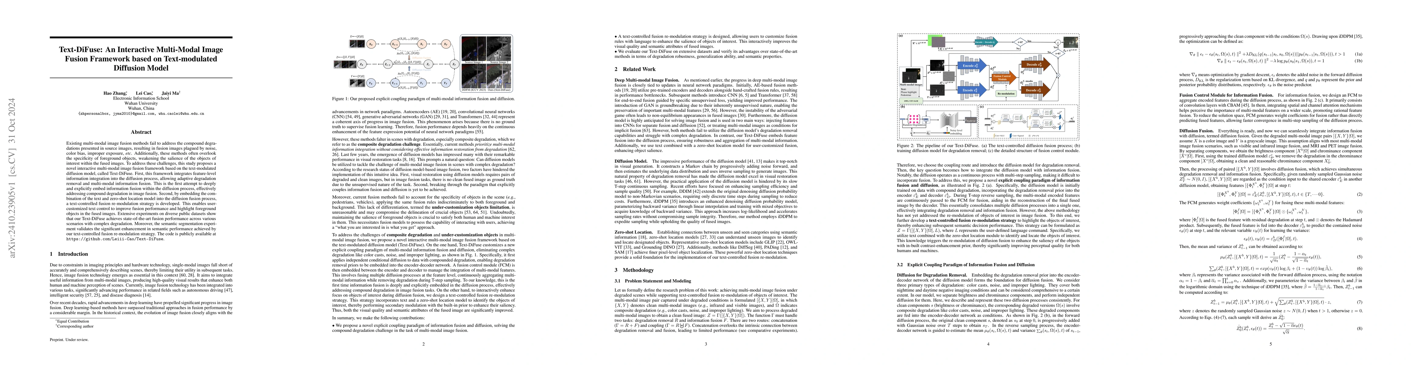 Thumbnail for Text-DiFuse: An Interactive Multi-Modal Image Fusion Framework based on
  Text-modulated Diffusion Model