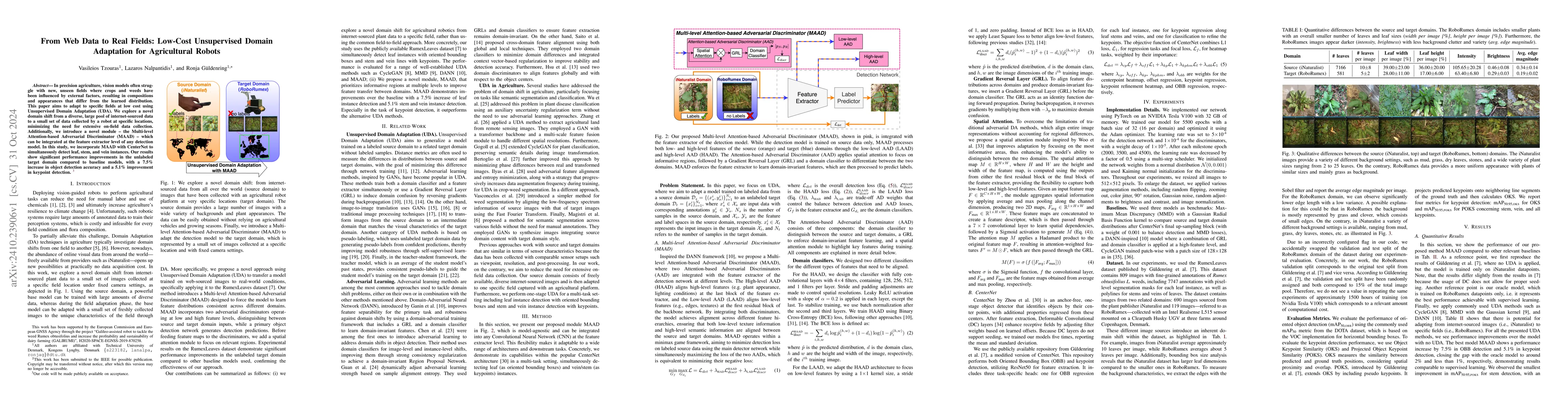 Thumbnail for From Web Data to Real Fields: Low-Cost Unsupervised Domain Adaptation
  for Agricultural Robots