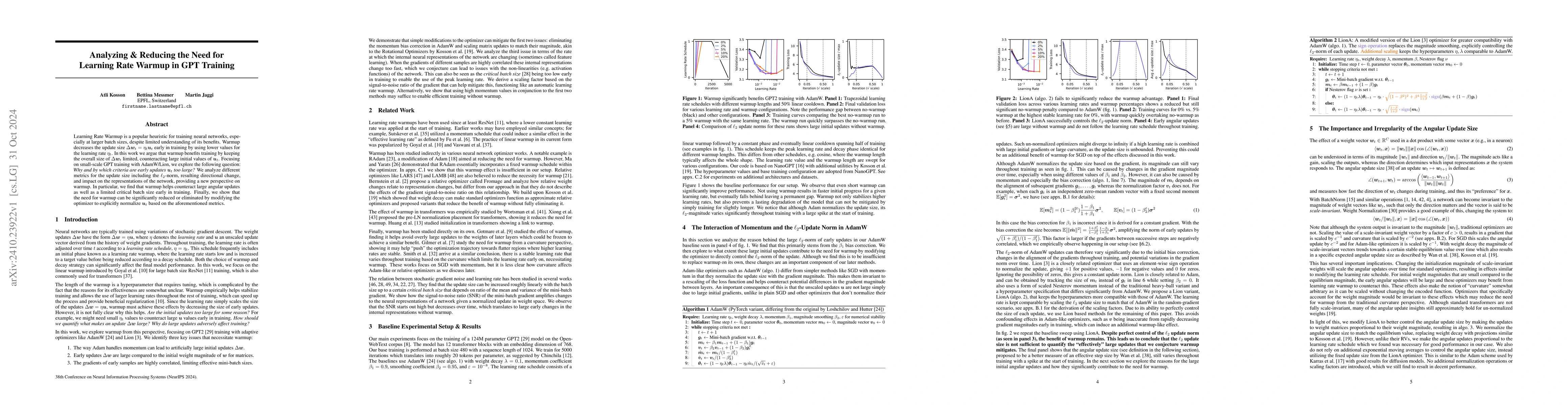 Thumbnail for Analyzing & Reducing the Need for Learning Rate Warmup in GPT Training