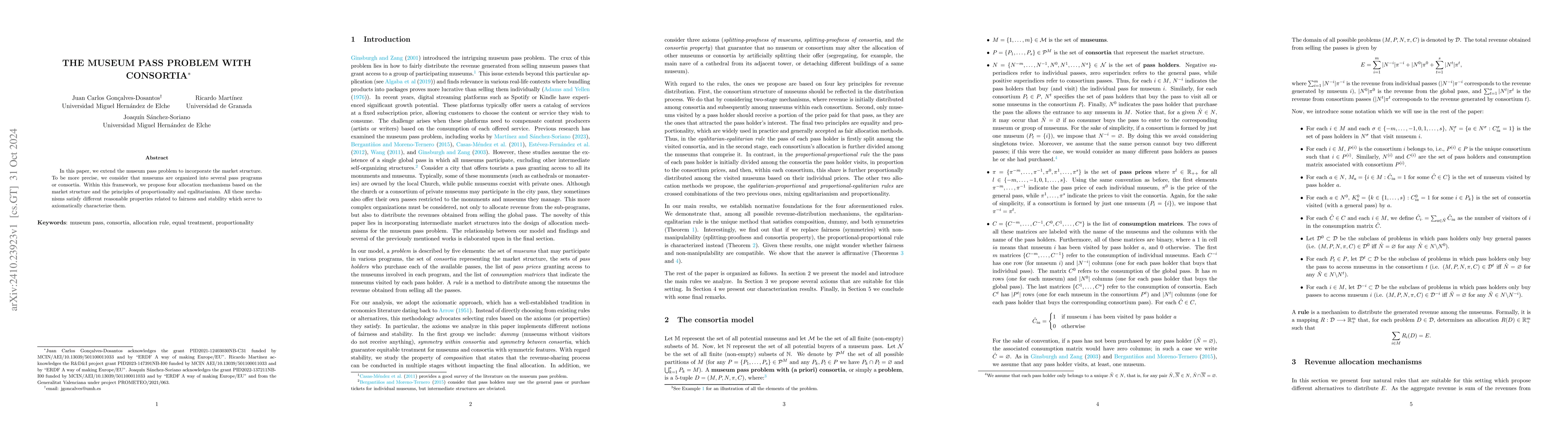 Thumbnail for The museum pass problem with consortia