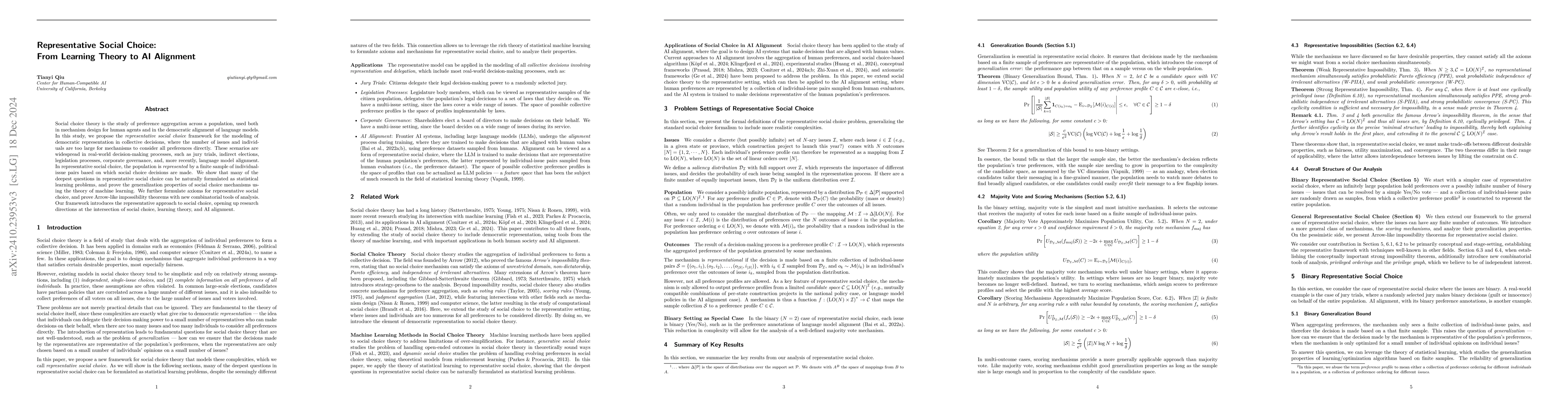 Thumbnail for Representative Social Choice: From Learning Theory to AI Alignment