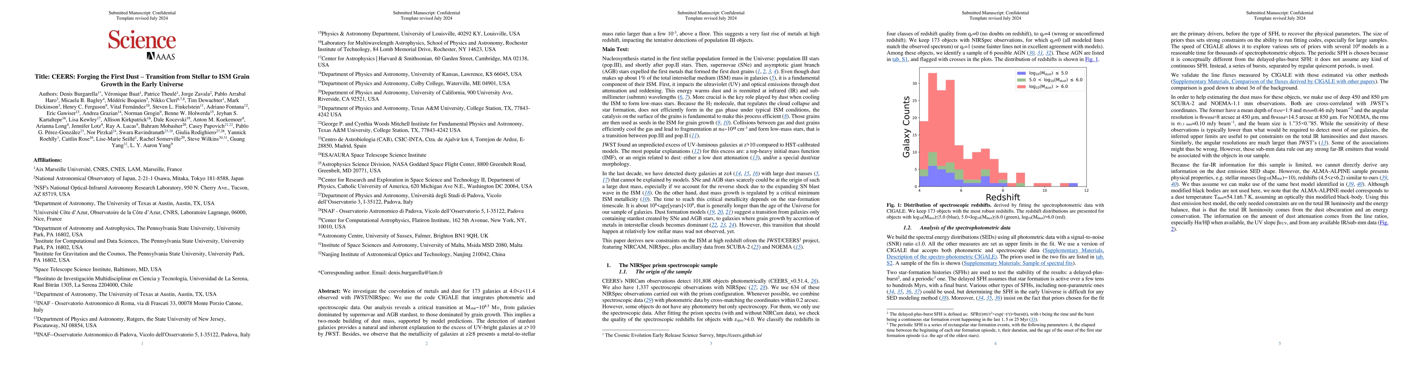 Thumbnail for CEERS: Forging the First Dust -- Transition from Stellar to ISM Grain
  Growth in the Early Universe