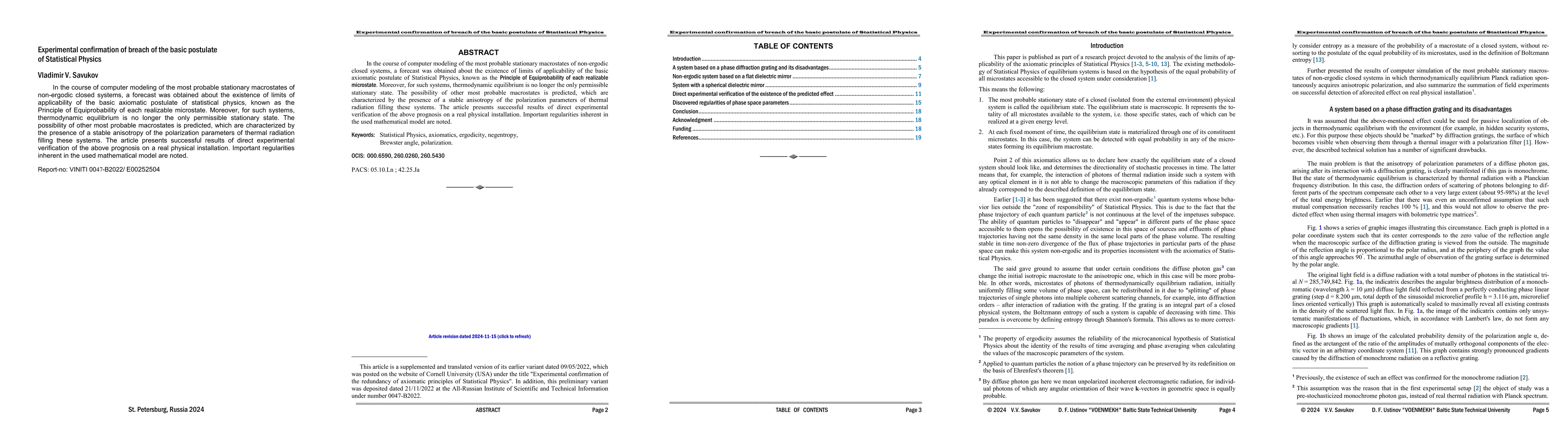 Thumbnail for Experimental confirmation of breach of the basic postulate of
  Statistical Physics