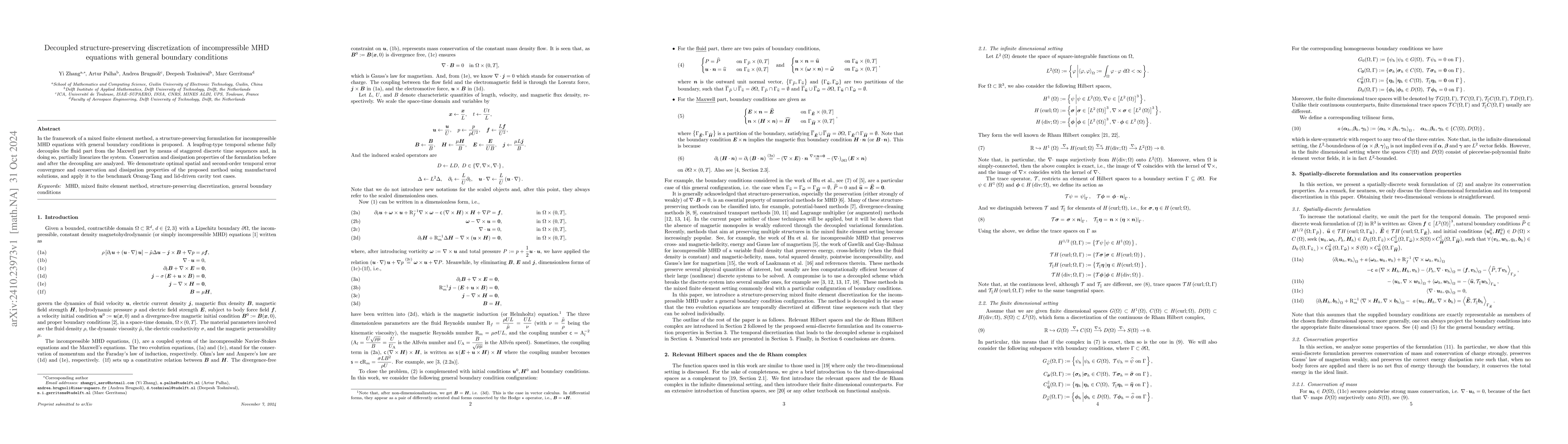 Thumbnail for Decoupled structure-preserving discretization of incompressible MHD
  equations with general boundary conditions