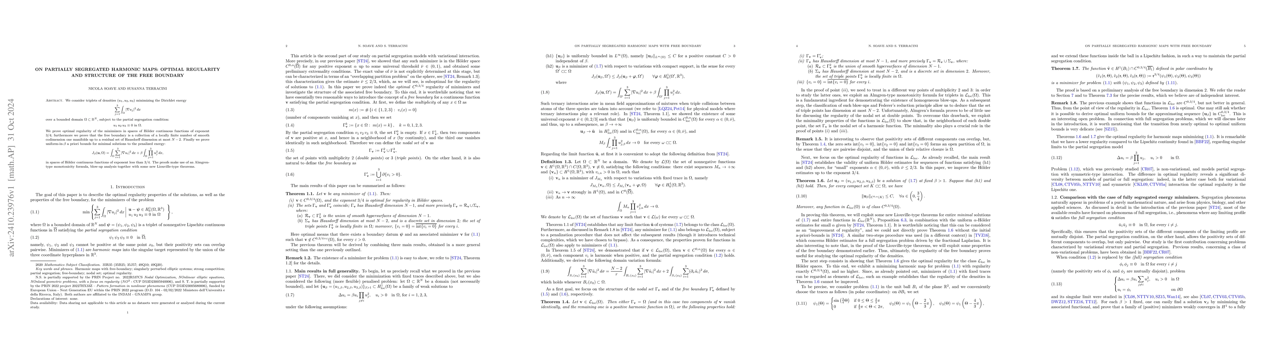 Thumbnail for On partially segregated harmonic maps: optimal regularity and structure
  of the free boundary