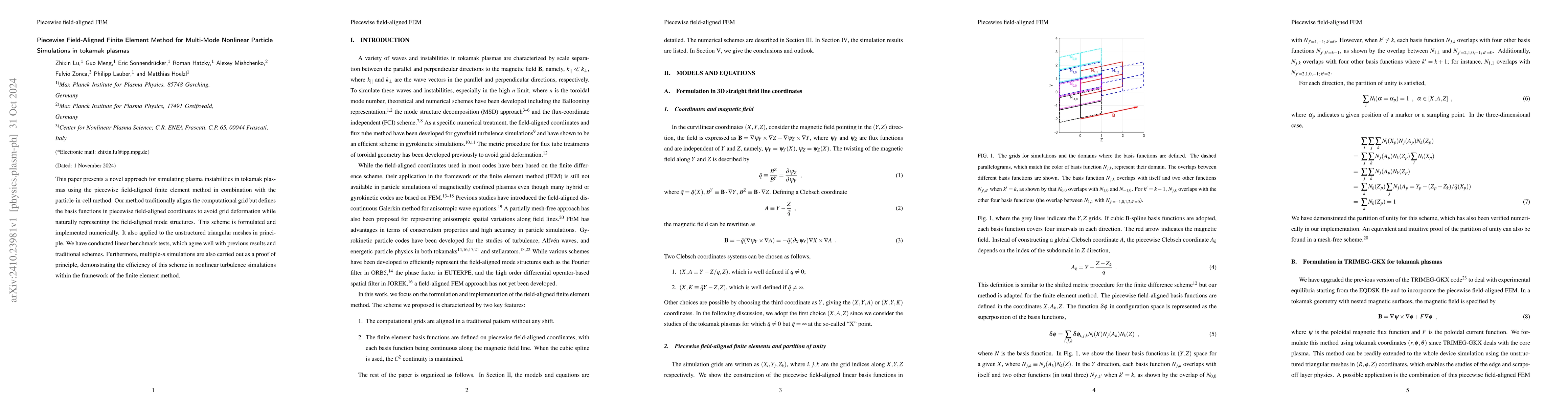 Thumbnail for Piecewise Field-Aligned Finite Element Method for Multi-Mode Nonlinear
  Particle Simulations in tokamak plasmas