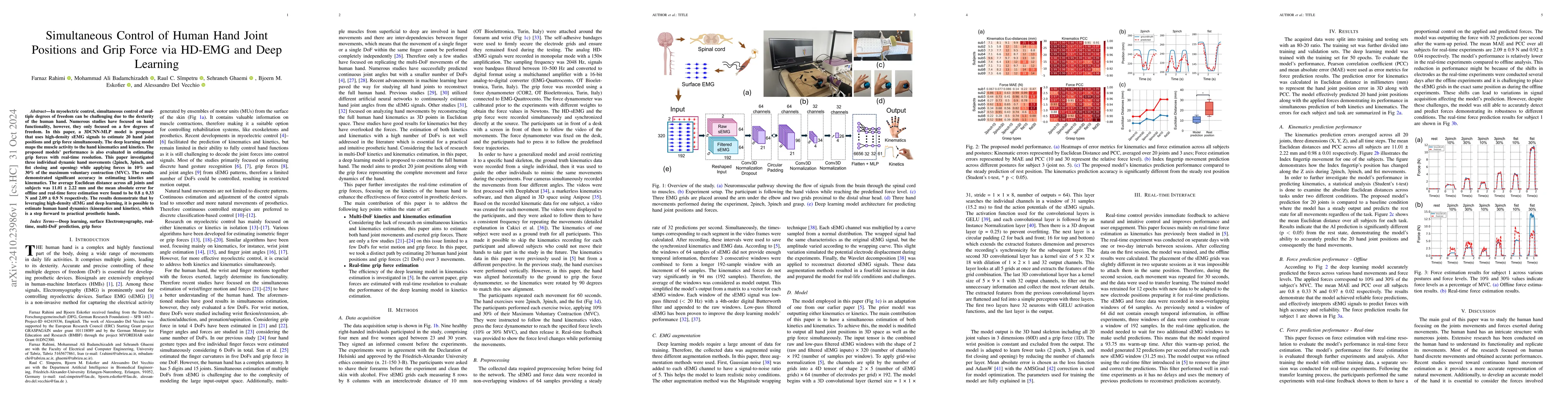 Thumbnail for Simultaneous Control of Human Hand Joint Positions and Grip Force via
  HD-EMG and Deep Learning