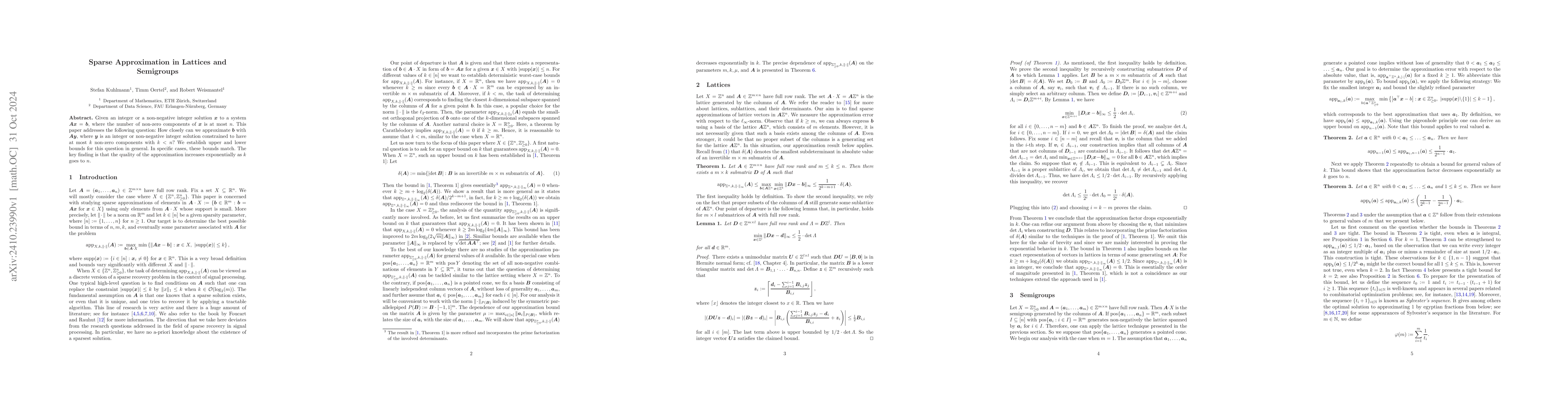 Thumbnail for Sparse Approximation in Lattices and Semigroups