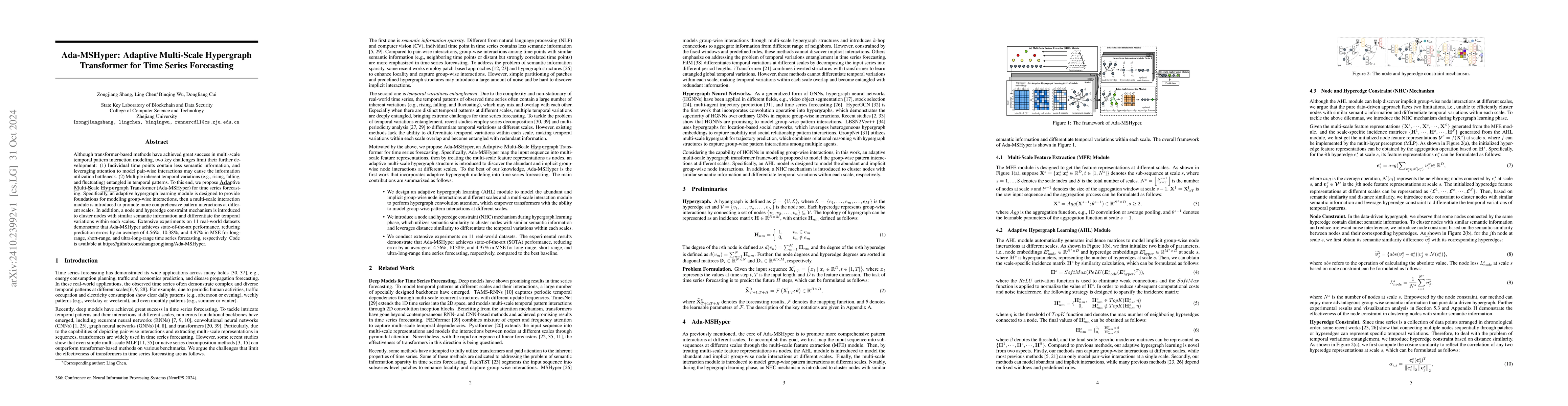 Thumbnail for Ada-MSHyper: Adaptive Multi-Scale Hypergraph Transformer for Time Series
  Forecasting
