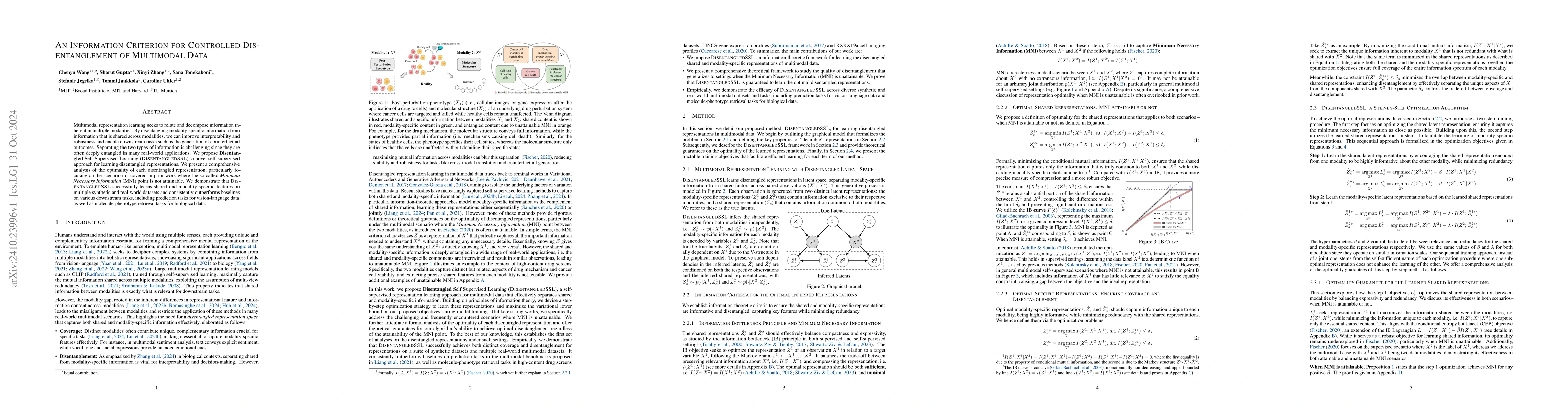 Thumbnail for An Information Criterion for Controlled Disentanglement of Multimodal
  Data