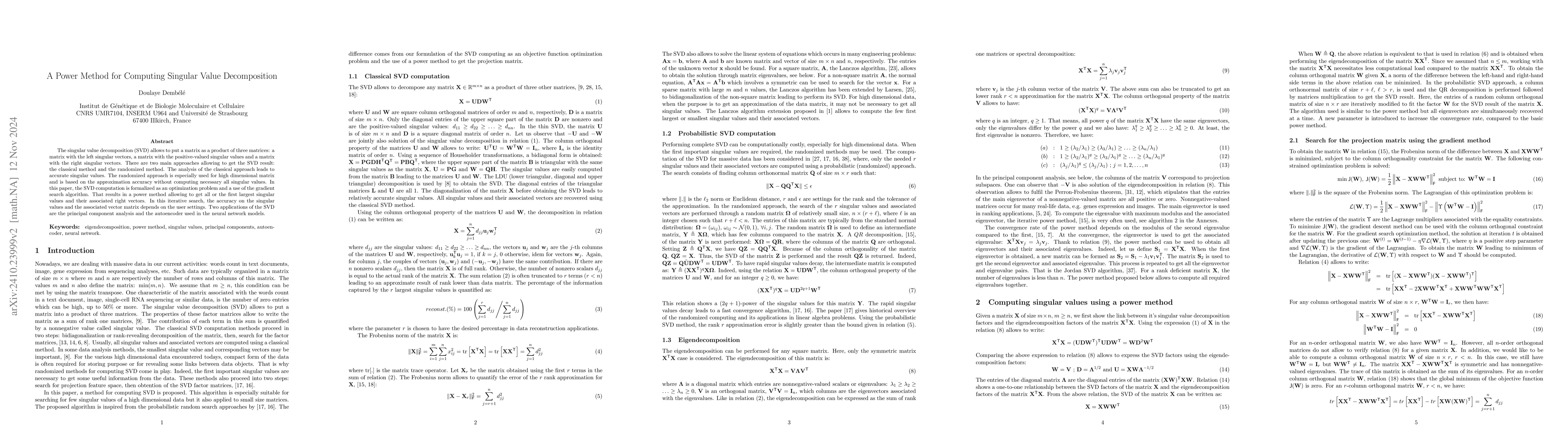 Thumbnail for A Power Method for Computing Singular Value Decomposition
