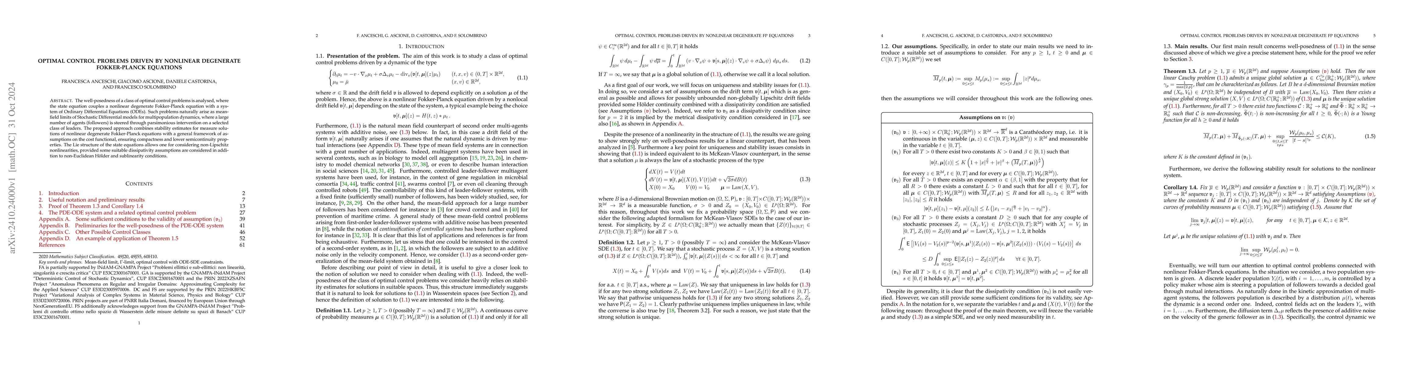 Thumbnail for Optimal control problems driven by nonlinear degenerate Fokker-Planck
  equations