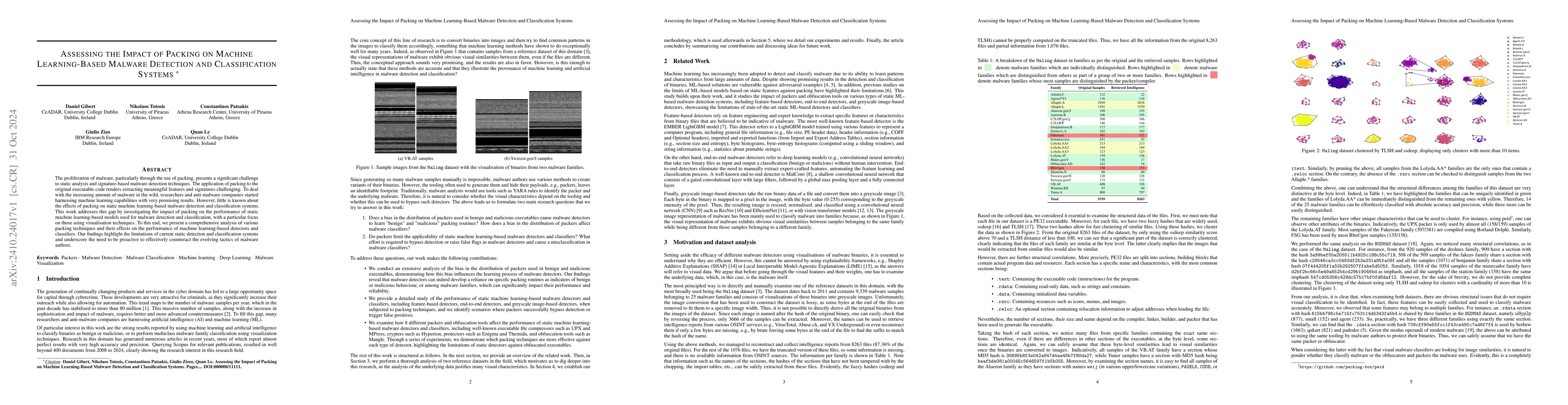 Thumbnail for Assessing the Impact of Packing on Machine Learning-Based Malware
  Detection and Classification Systems