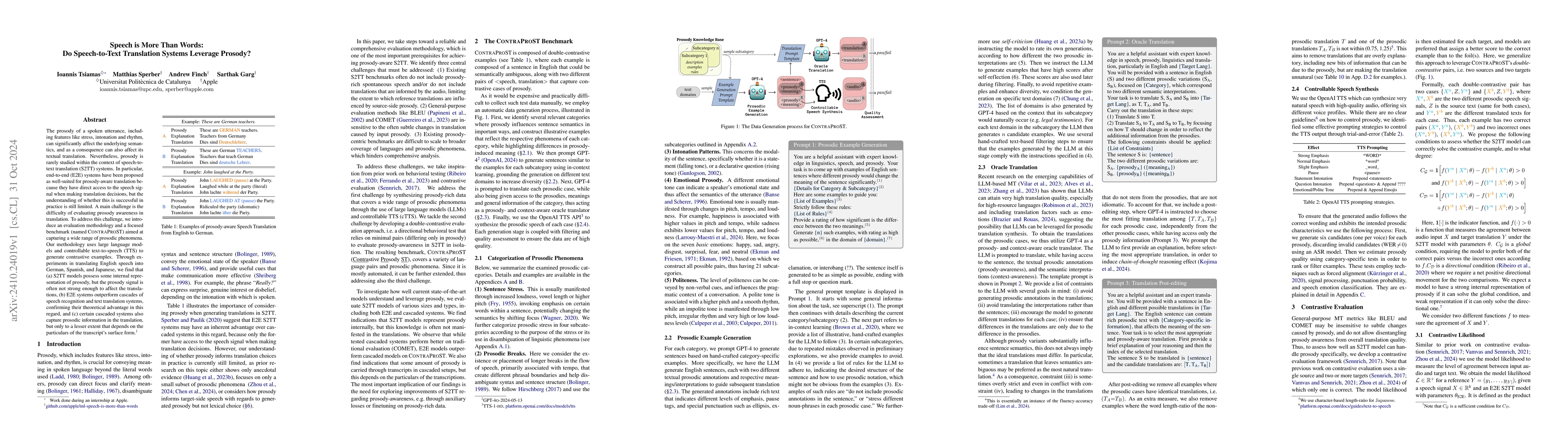 Thumbnail for Speech is More Than Words: Do Speech-to-Text Translation Systems
  Leverage Prosody?