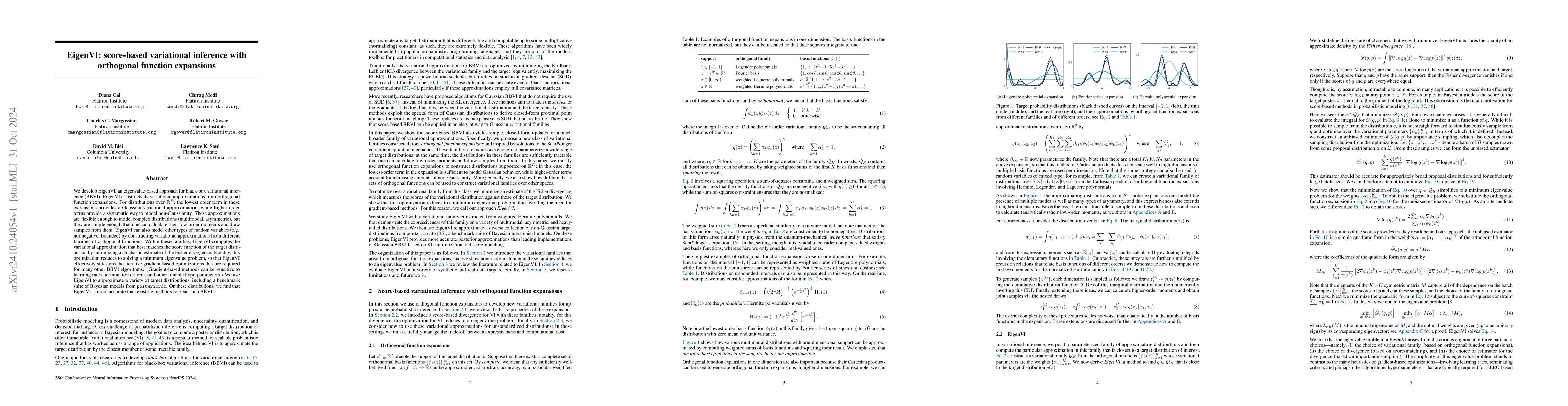 Thumbnail for EigenVI: score-based variational inference with orthogonal function
  expansions