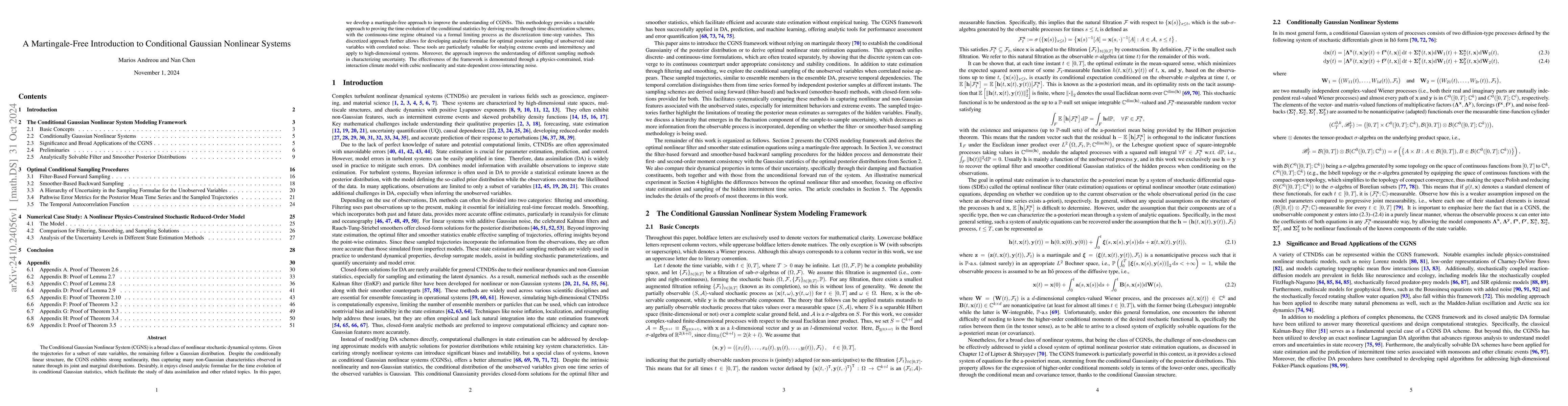 Thumbnail for A Martingale-Free Introduction to Conditional Gaussian Nonlinear Systems