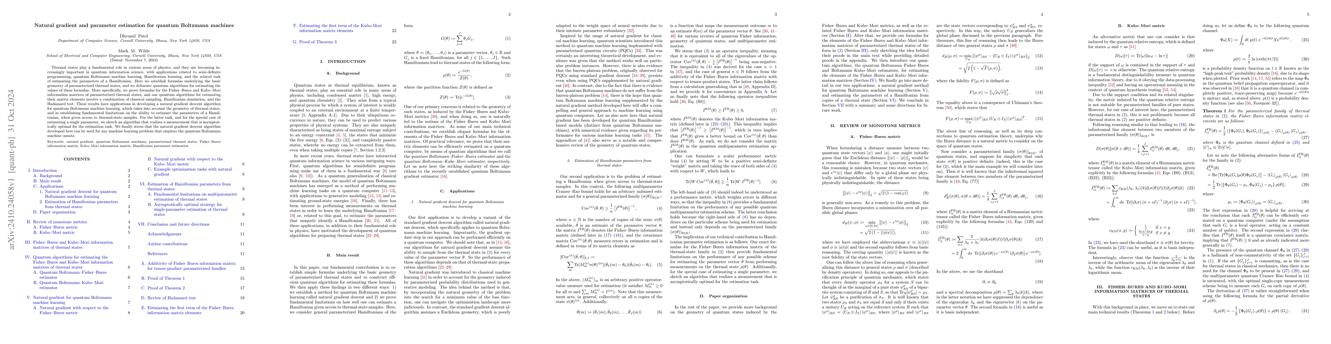 Thumbnail for Natural gradient and parameter estimation for quantum Boltzmann machines