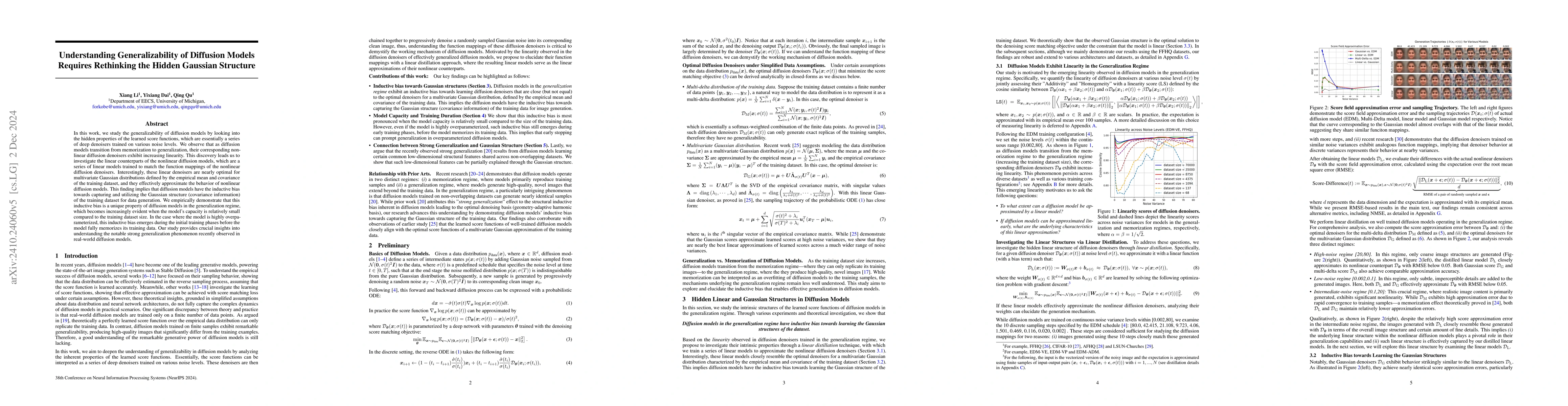 Thumbnail for Understanding Generalizability of Diffusion Models Requires Rethinking
  the Hidden Gaussian Structure
