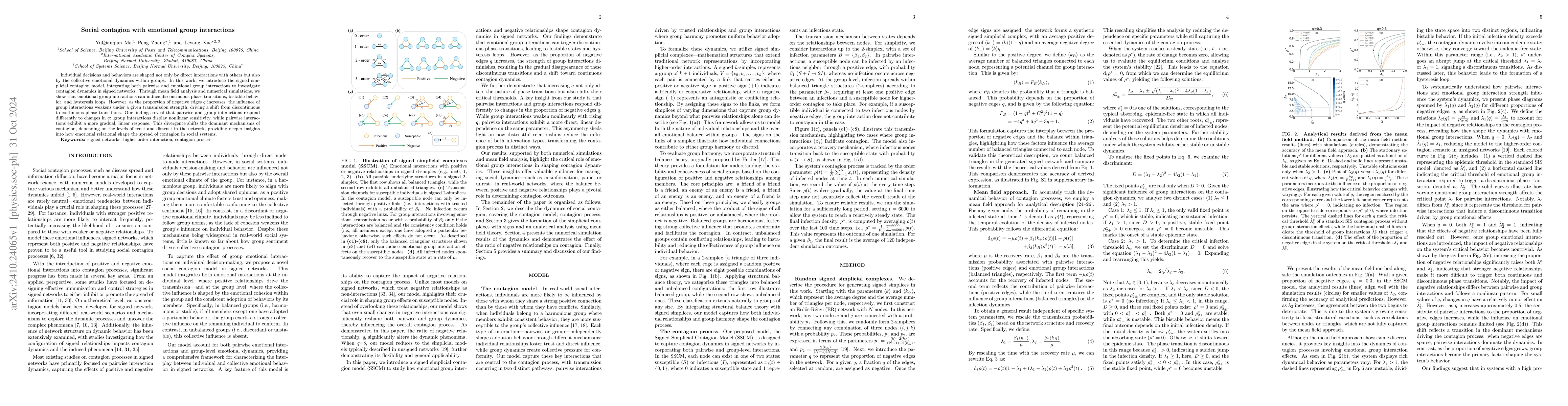 Thumbnail for Social contagion with emotional group interactions