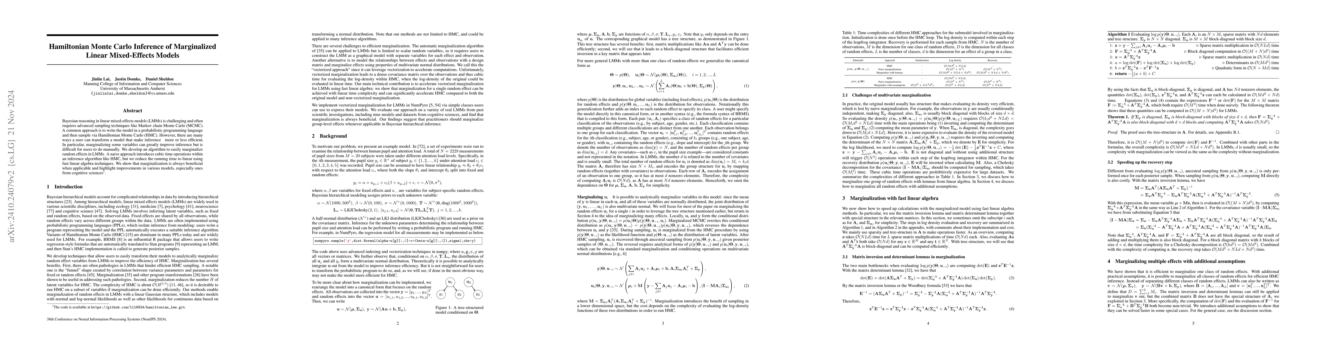 Thumbnail for Hamiltonian Monte Carlo Inference of Marginalized Linear Mixed-Effects
  Models