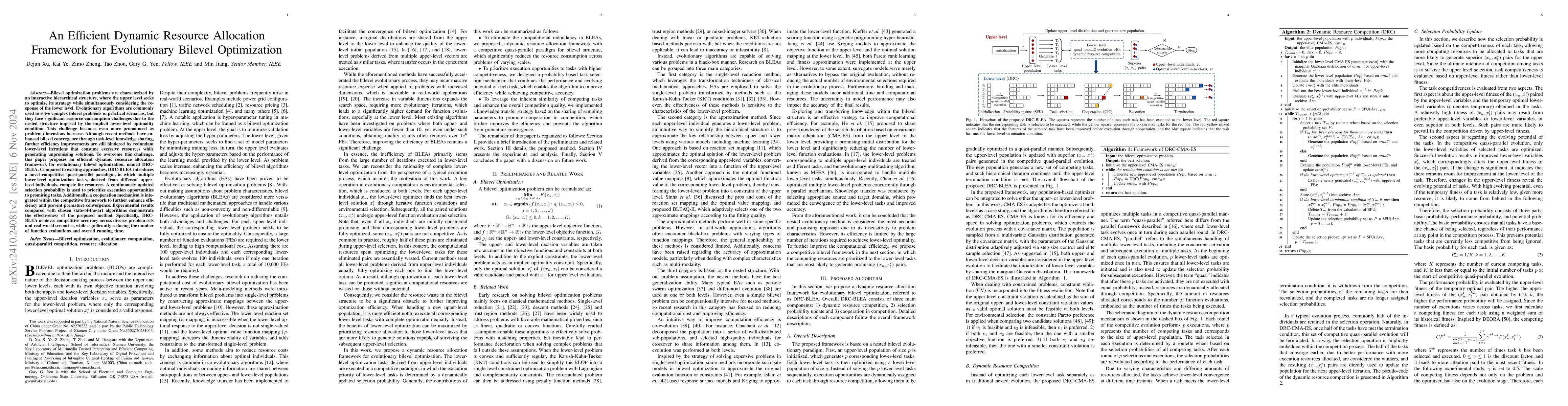 Thumbnail for An Efficient Dynamic Resource Allocation Framework for Evolutionary
  Bilevel Optimization