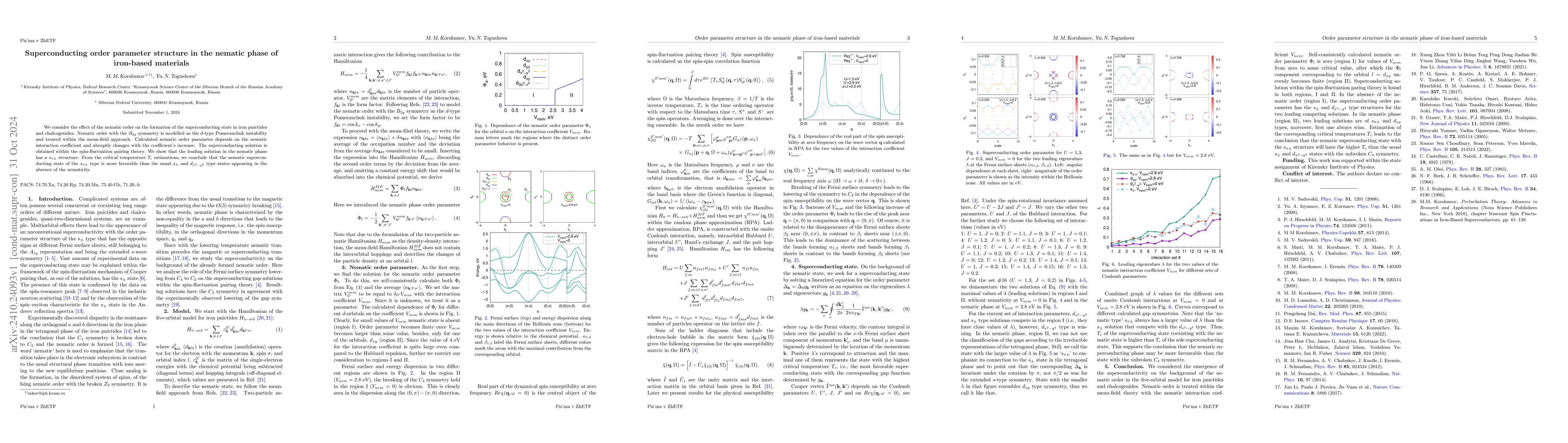 Thumbnail for Superconducting order parameter structure in the nematic phase of
  iron-based materials