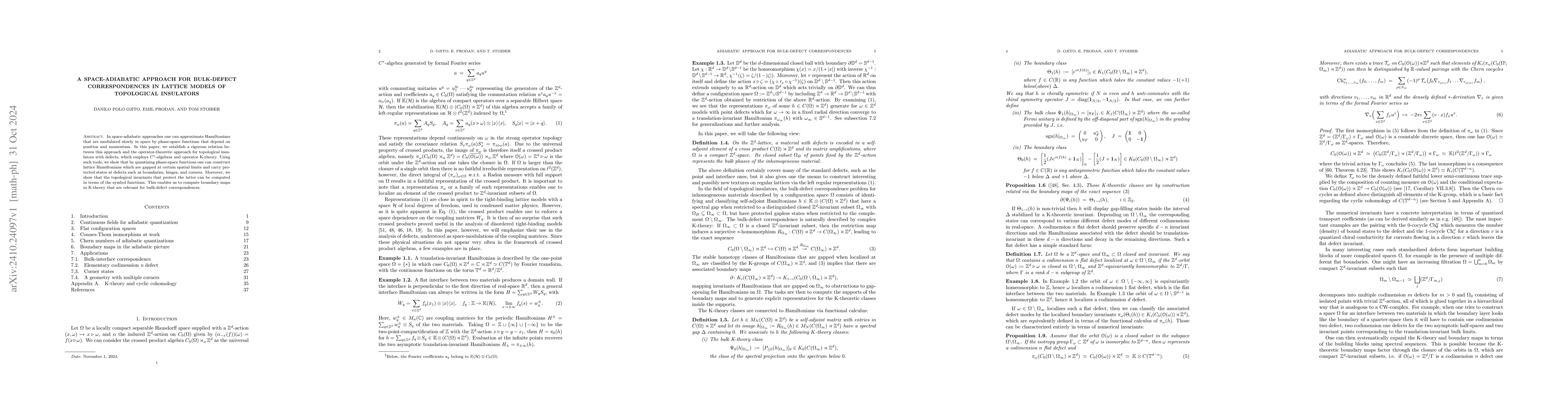 Thumbnail for A space-adiabatic approach for bulk-defect correspondences in lattice
  models of topological insulators