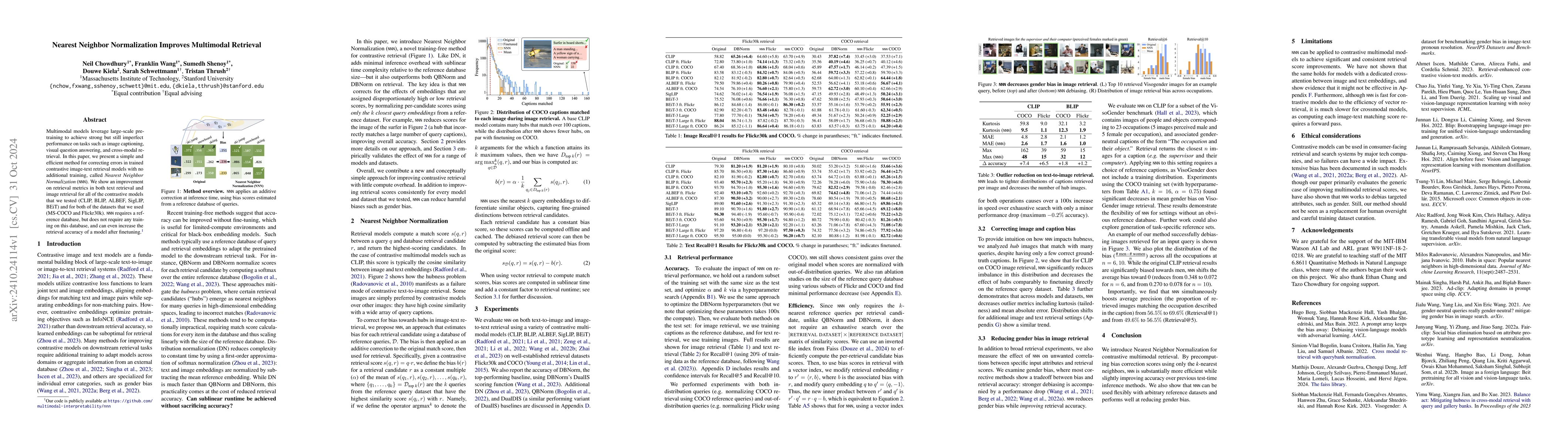 Thumbnail for Nearest Neighbor Normalization Improves Multimodal Retrieval