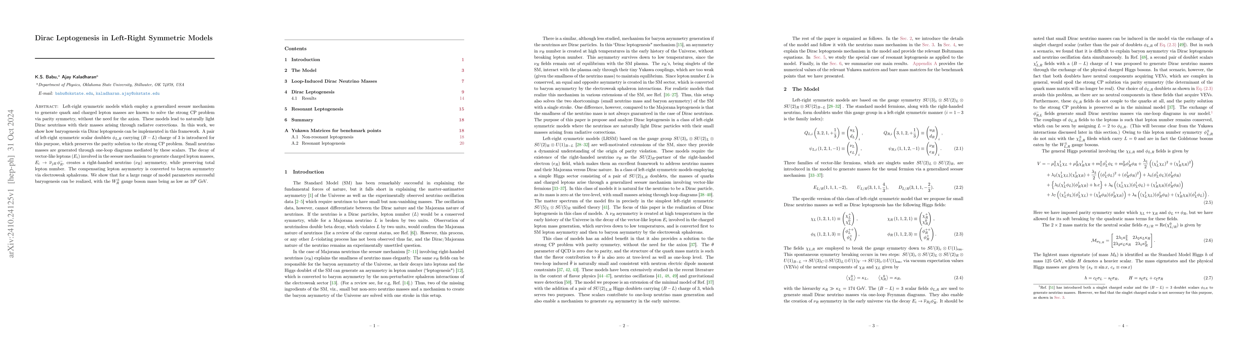 Thumbnail for Dirac Leptogenesis in Left-Right Symmetric Models