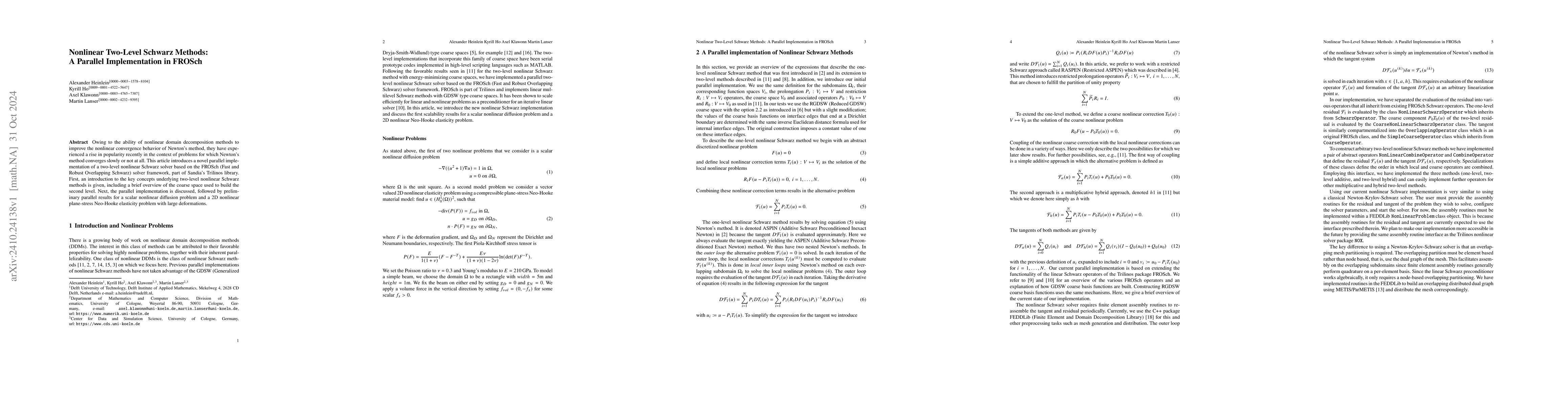 Thumbnail for Nonlinear Two-Level Schwarz Methods: A Parallel Implementation in FROSch