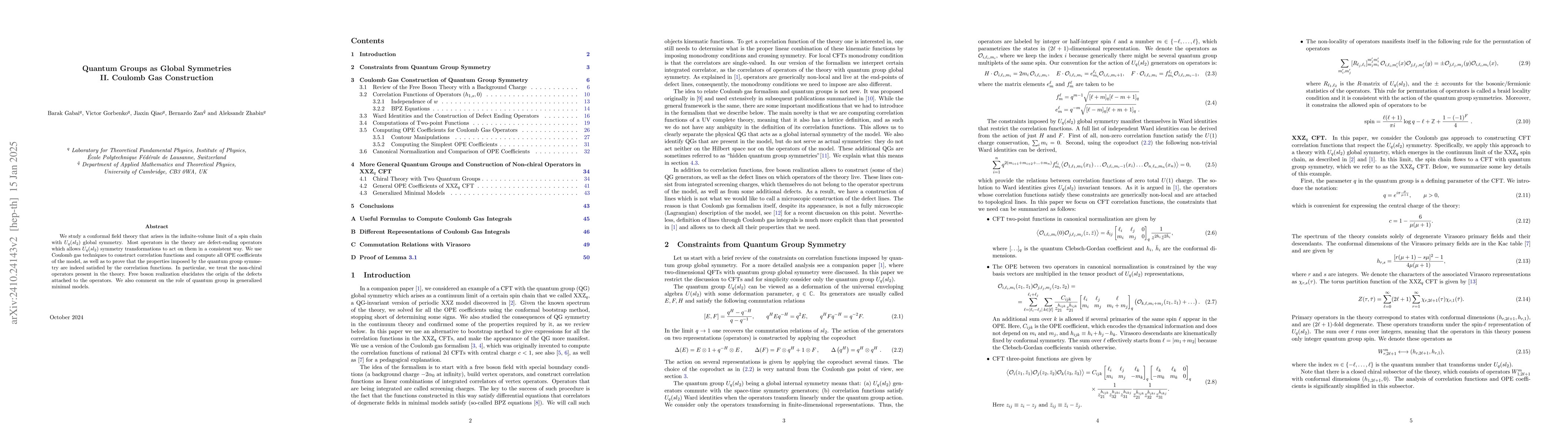 Thumbnail for Quantum Groups as Global Symmetries II. Coulomb Gas Construction