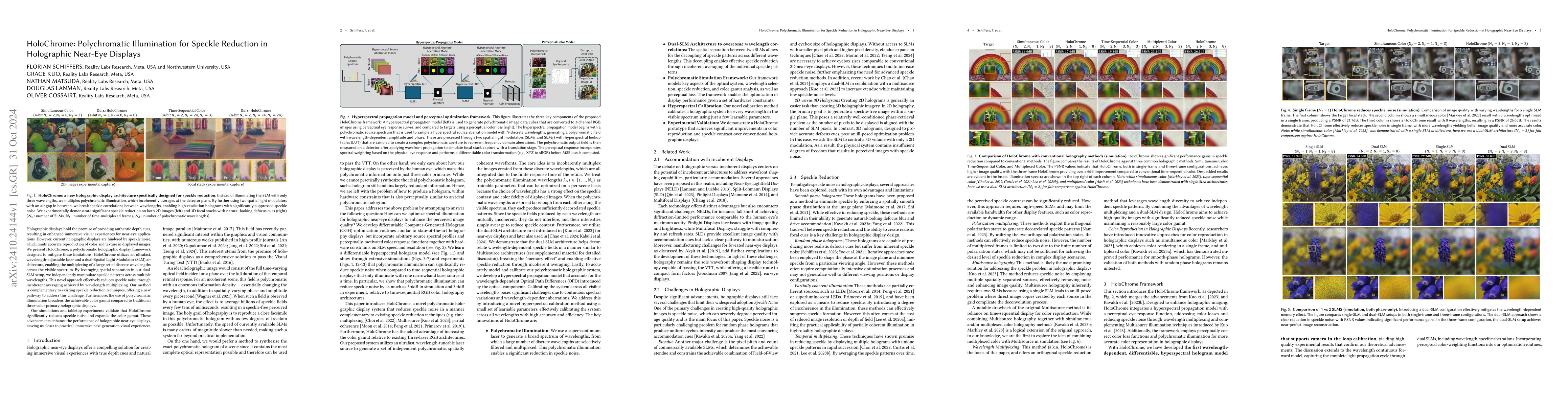 Thumbnail for HoloChrome: Polychromatic Illumination for Speckle Reduction in
  Holographic Near-Eye Displays