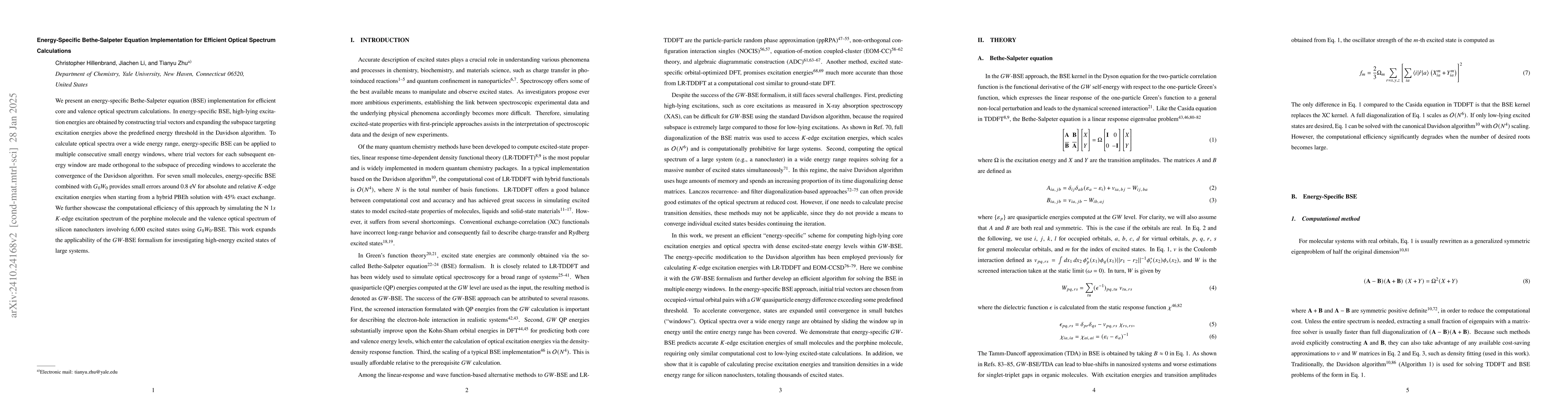 Thumbnail for Energy-Specific Bethe-Salpeter Equation Implementation for Efficient
  Optical Spectrum Calculations