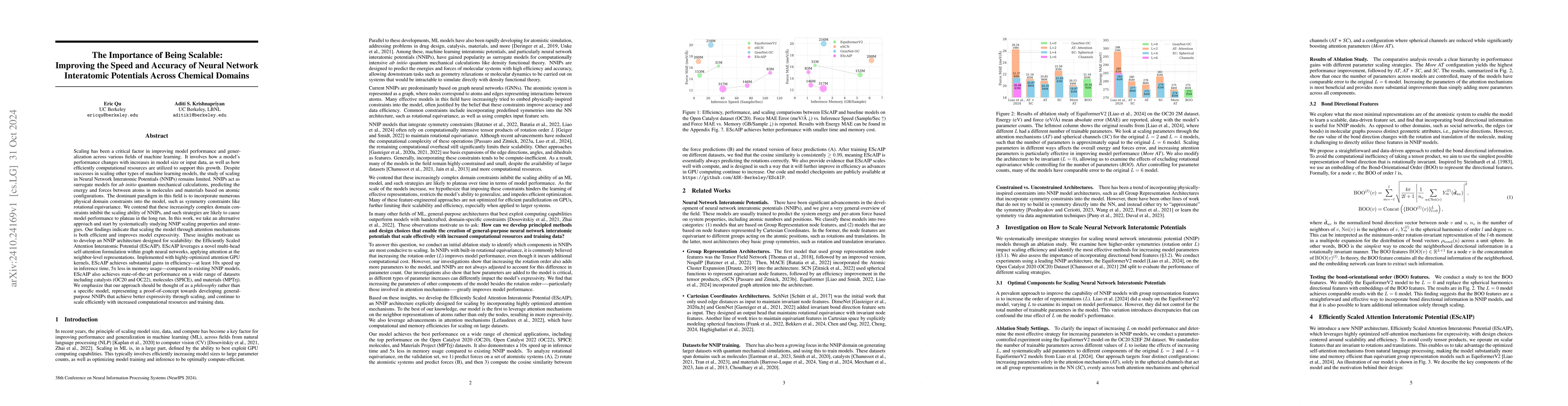 Thumbnail for The Importance of Being Scalable: Improving the Speed and Accuracy of
  Neural Network Interatomic Potentials Across Chemical Domains