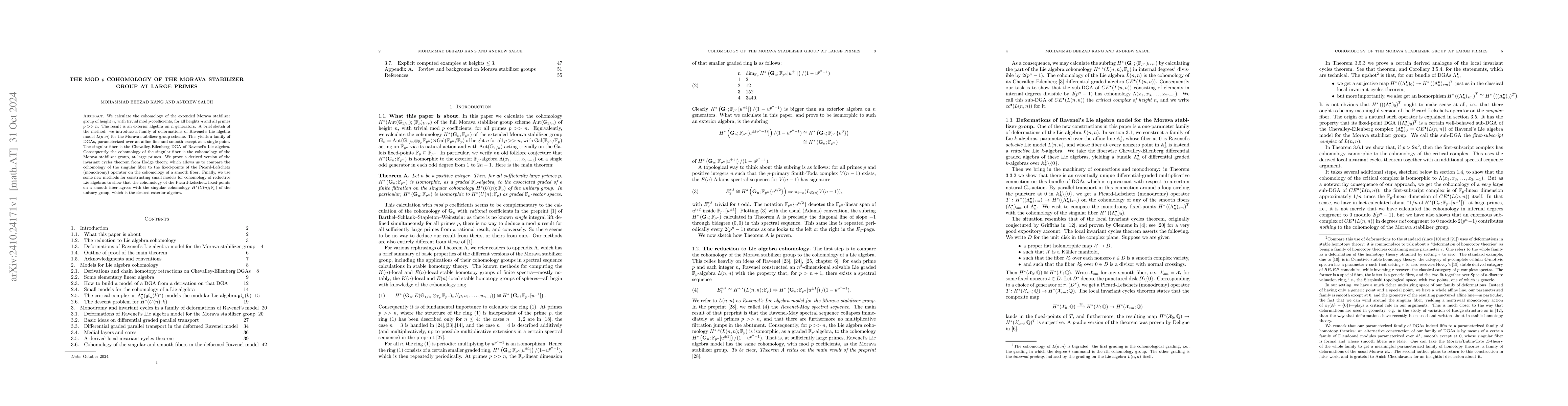 Thumbnail for The mod p cohomology of the Morava stabilizer group at large primes