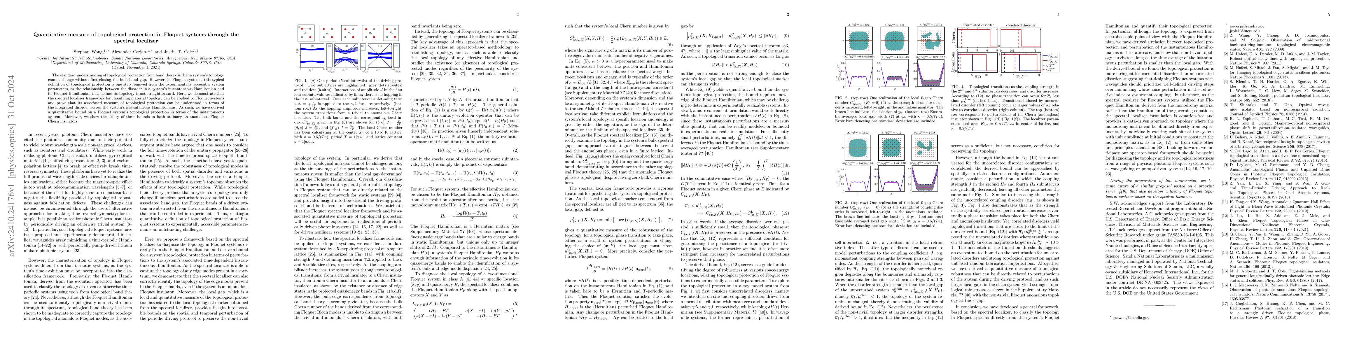 Thumbnail for Quantitative measure of topological protection in Floquet systems
  through the spectral localizer