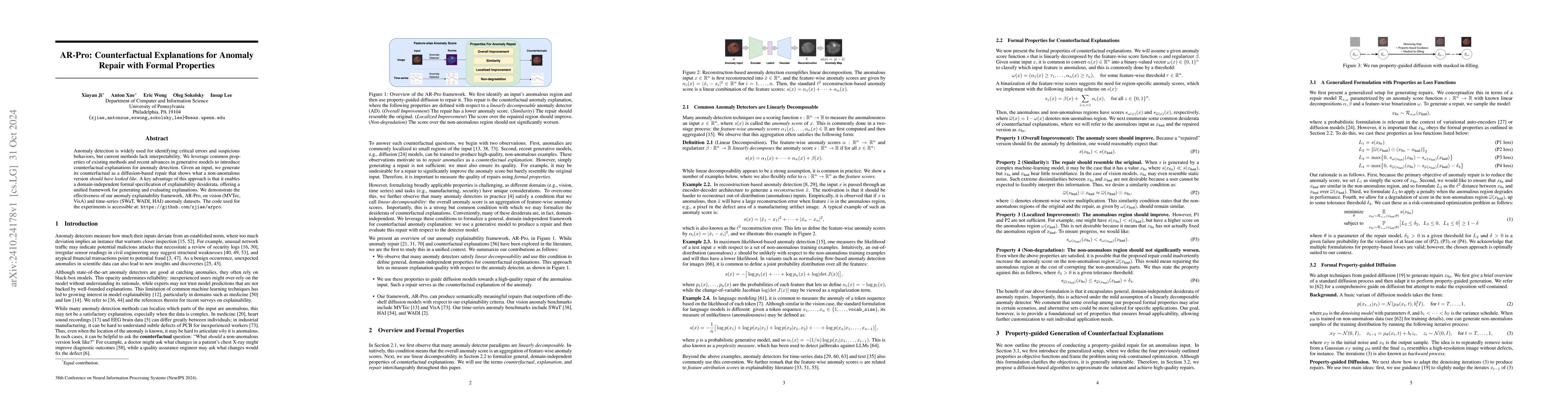 Thumbnail for AR-Pro: Counterfactual Explanations for Anomaly Repair with Formal
  Properties
