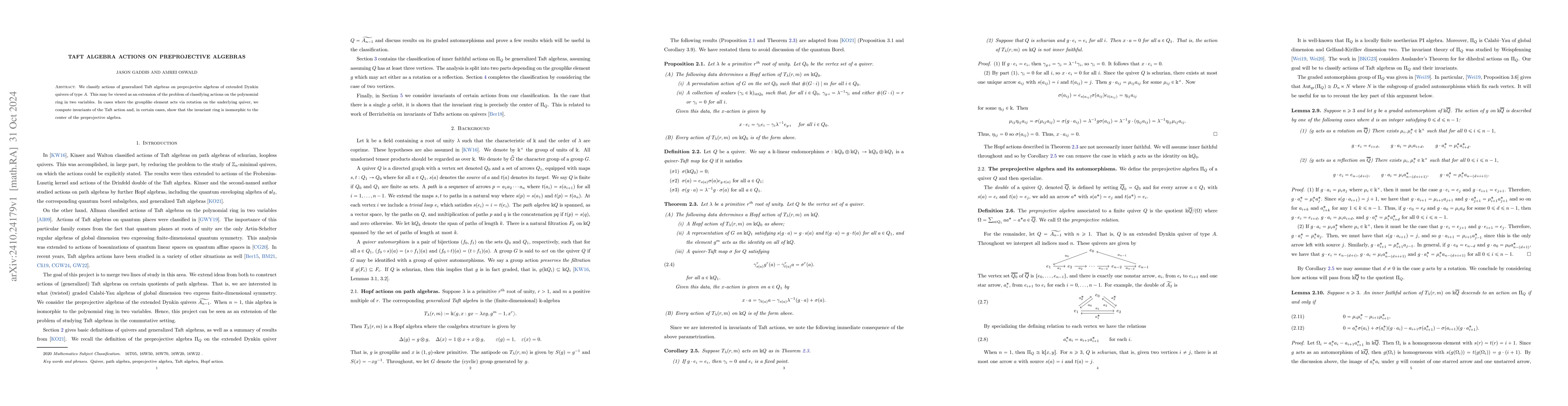 Thumbnail for Taft algebra actions on preprojective algebras